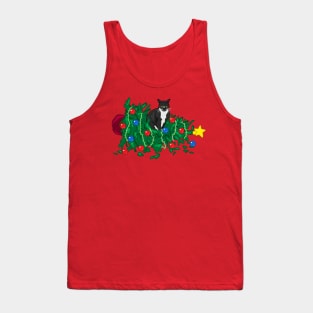 Cat Hates Your Tree - tuxedo Tank Top